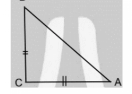 In the given figure, ABC is an isosceles triangle, right angled at C. Therefore