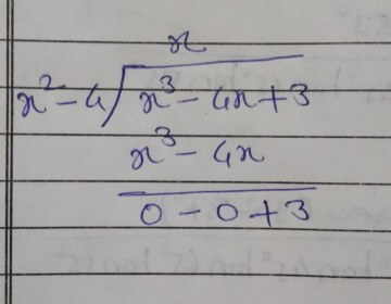 On dividing a polynomial p(x) by x²= 4, quotient and remainder are found to be x and 3 respectively. The polynomial p(x) is