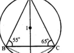 (b) In the figure (ii) given below, I is the incentre of ∆ABC. AI produced meets the circumcircle of ∆ABC at D. Given that ∠ABC = 55° and ∠ACB = 65°, calculate (i) ∠BCD (ii) ∠CBD (iii) ∠DCI (iv) ∠BIC.