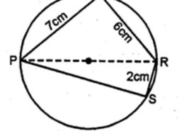 Question 19. (a) In the figure (i) given below, PR is a diameter of the circle, PQ = 7 cm, QR = 6 cm and RS = 2 cm. Calculate the perimeter of the cyclic quadrilateral PQRS.