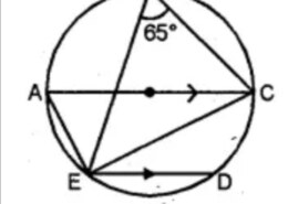 Question 9. (a) In the figure (i) given below, chord ED is parallel to the diameter AC of the circle. Given ∠CBE = 65°, calculate ∠DEC.