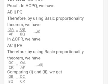 In A, B and C are points on OP, OQ and OR respectively such that AB∣∣PQ and AC∣lPR. Show that BC∣∣QR