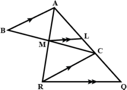 In the figure given below, AB || CR and LM || QR Prove that BM/MC = AL/LQ