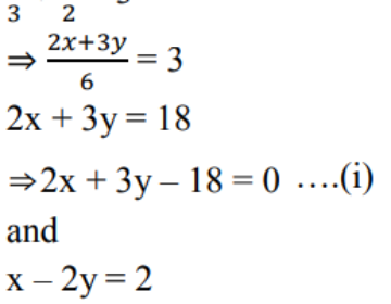 Show that the following systems of equations has a unique solution and solve it: x/3+y/2=3, x-2y=2