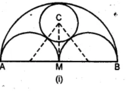 Question 13. (a) In the figure (i) given below, AB = 8 cm and M is mid-point of AB. Semi-circles are drawn on AB, AM and MB as diameters. A circle with centre C touches all three semi-circles as shown, find its radius.