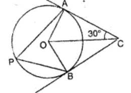 Question 23. In the given figure, O is the centre of the circle. Tangents to the circle at A and B meet at C. If ∠ACO = 30°, find (i) ∠BCO (ii) ∠AOR (iii) ∠APB