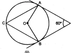 Question 27(b) In the figure (ii) given below, AP and BP are tangents to the circle with centre O. Given ∠APB = 60°, calculate. (i) ∠AOB (ii) ∠OAB (iii) ∠ACB.