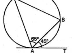 Question 35. (a) In the figure (i) given below, AT is tangent to a circle at A. If ∠BAT = 45° and ∠BAC = 65°, find ∠ABC.