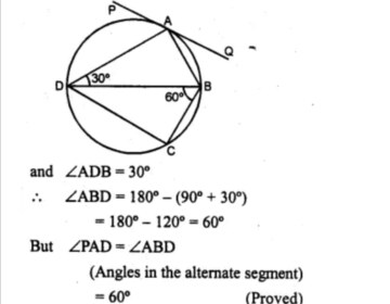 Question 21. (a) In the figure (i) given below, PQ is a tangent to the circle at A, DB is a diameter, ∠ADB = 30° and ∠CBD = 60°, calculate (i) ∠QAB (ii) ∠PAD (iii) ∠CDB.