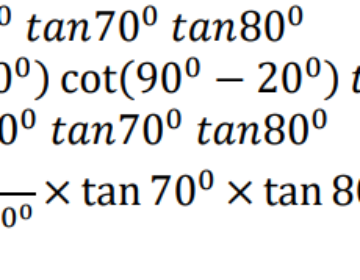 Write the value of tan10°tan20°tan70°tan80°.