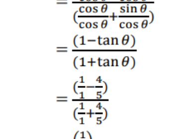 If 5tanθ=4, write the value of (cosθ-sinθ)/(cosθ+sinθ)
