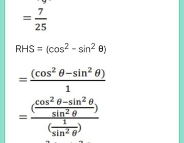 If 3 cot θ = 4, show that (1- tan^2θ)/ (1+ tan^2θ) = (cos^2θ- sin^2θ)
