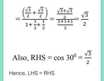 Show that: (cos 30° + sin 60°)/(1 + sin 30° + cos 60°) = cos 30°