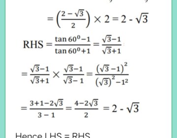 Show that: (1 – sin 60°)/cos 60° = (tan 60° – 1)/ (tan 60° + 1)