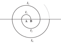 A spiral is made up of successive semicircles, with centres alternately at A and B, starting with centre at A of radii 0.5, 1.0 cm, 1.5 cm, 2.0 cm, ……… as shown in figure. What is the total length of such a spiral made up of thirteen consecutive semicircles? (Take π = 22/7) Q.18