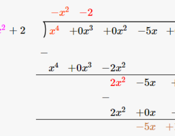 Divide the polynomial p(x) by the polynomial g(x) and find the quotient and remainder in each of the following: (iii) p(x) =x4–5x+6, g(x) = 2–x2 Q.1(3)