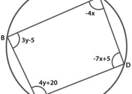 ABCD is a cyclic quadrilateral (see Fig. 3.7). Find the angles of the cyclic quadrilateral. Q.8