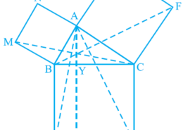 In Fig. 9.34, ABC is a right triangle right angled at A. BCED, ACFG and ABMN are squares on the sides BC, CA and AB respectively. Line segment AX ^ DE meets BC at Y. Show that:(v) ar(CYXE) = 2ar(FCB) Q.8(5)