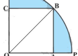 In Fig. 12.31, a square OABC is inscribed in a quadrant OPBQ. If OA = 20 cm, find the area of the shaded region. (Use π = 3.14). Q.13