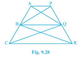 In Fig.9.28, AP || BQ || CR. Prove that ar(△AQC) = ar(△PBR). Q.14