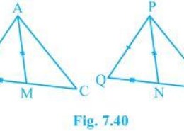 Two sides AB and BC and median AM of one triangle ABC are respectively equal to sides PQ and QR and median PN of ΔPQR (see Fig. 7.40). Show that:(ii) ΔABC ΔPQR .Q3(ii)