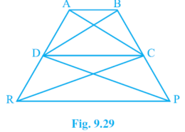 In Fig.9.29, ar(DRC) = ar(DPC) and ar(BDP) = ar(ARC). Show that both the quadrilaterals ABCD and DCPR are trapeziums. Q.16