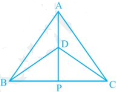 ΔABC and ΔDBC are two isosceles triangles on the same base BC and vertices A and D are on the same side of BC (see Fig. 7.39). If AD is extended to intersect BC at P, show that (iii) AP bisects A as well as D. Q1(iii)