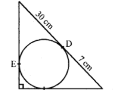 n the figure, BDC is a tangent to the given circle at point D such that BD = 30 to the circle and meet when produced at A making BAC a right angle triangle. Calculate (i) AF (ii) radius of the circle.